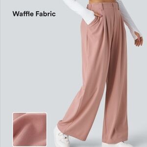 HALARA Mauve Pink Waffle Wide-Leg Pants